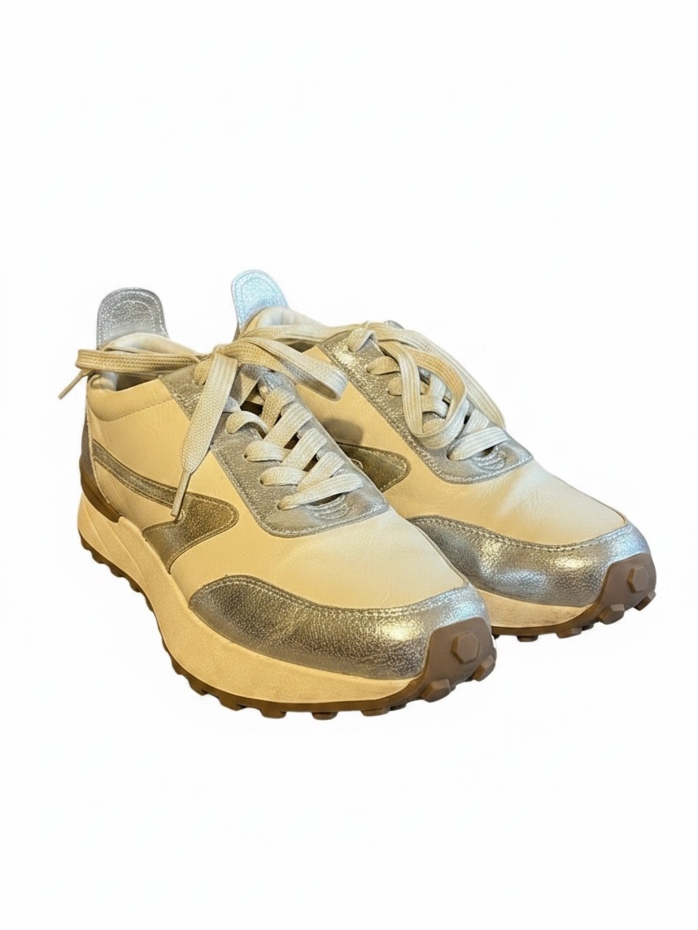 DV by Dolce Vita Cream and Silver Low-Top Sneakers